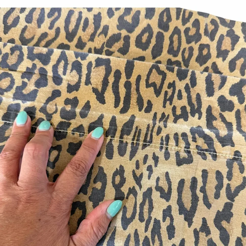 VTG Ralph Lauren Aragon Leopard Print Queen Flat Sheet Made in USA Cotton 90s #1